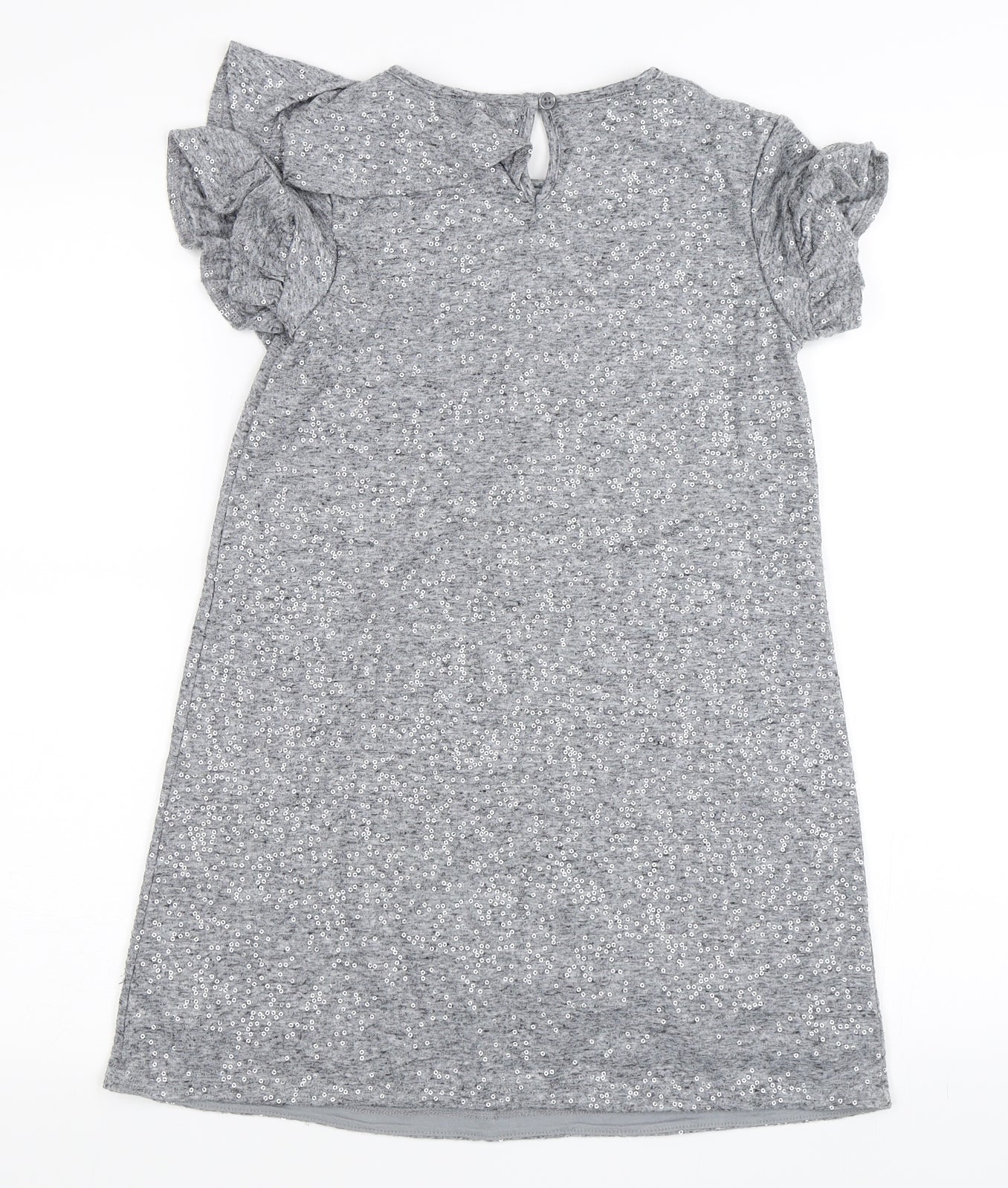 NEXT Girls Grey   T-Shirt Dress  Size 10 Years  - Sequins all over