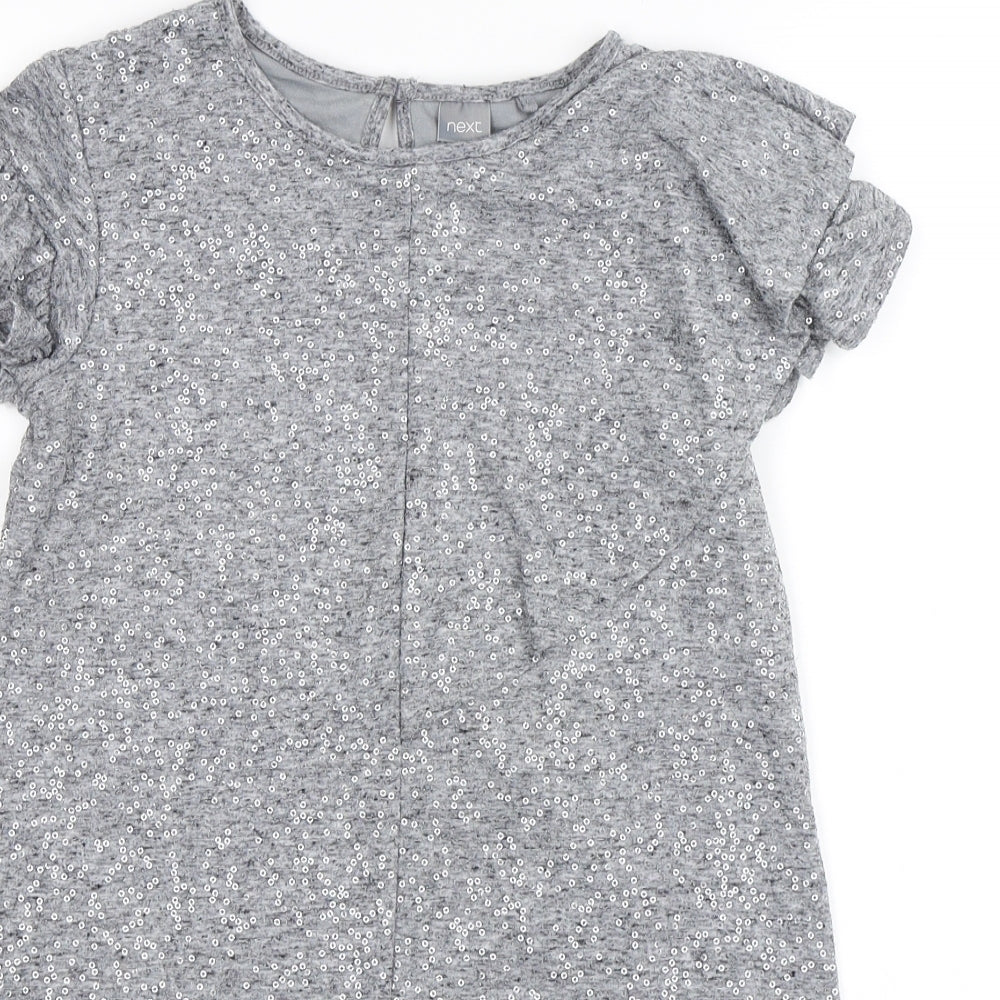 NEXT Girls Grey   T-Shirt Dress  Size 10 Years  - Sequins all over