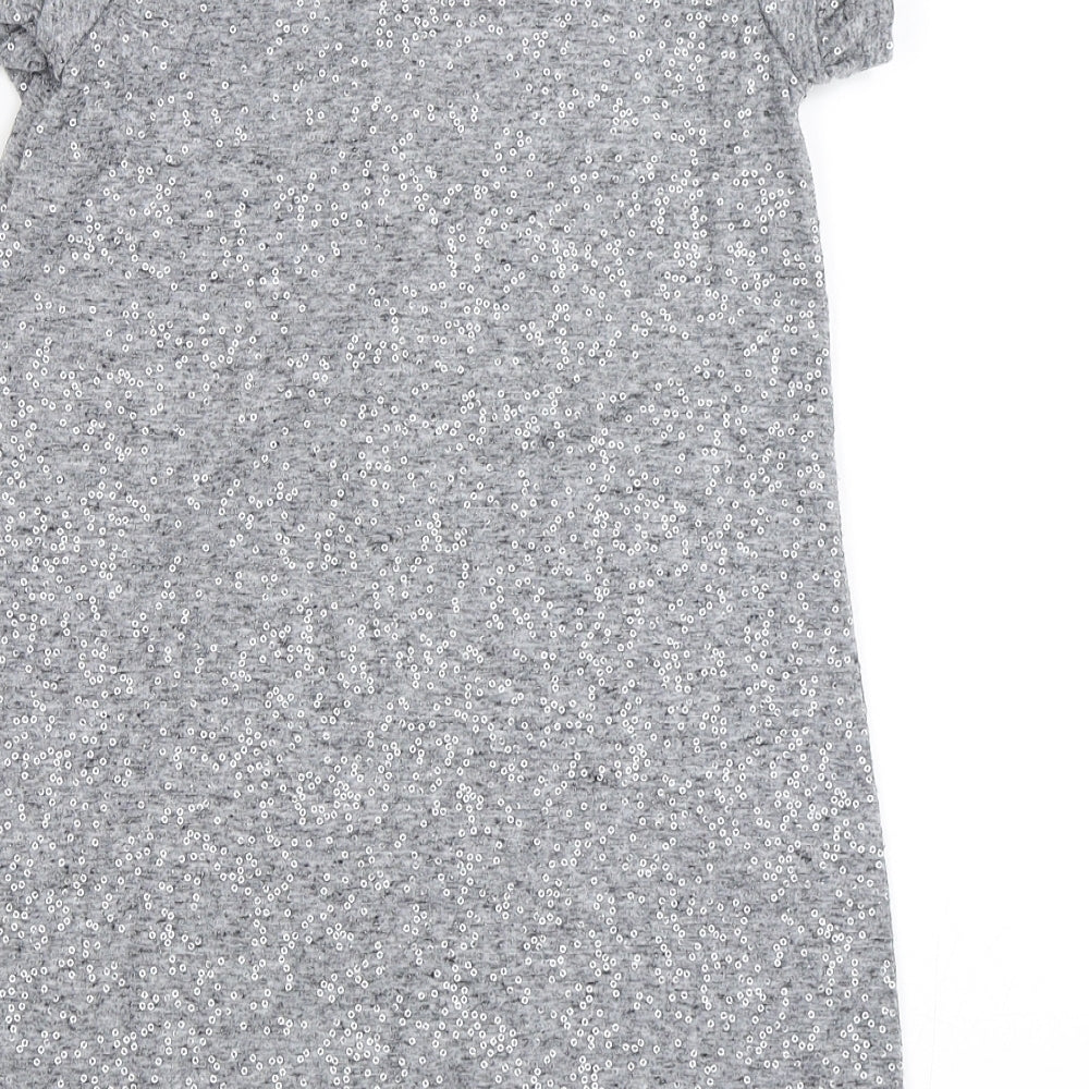 NEXT Girls Grey   T-Shirt Dress  Size 10 Years  - Sequins all over