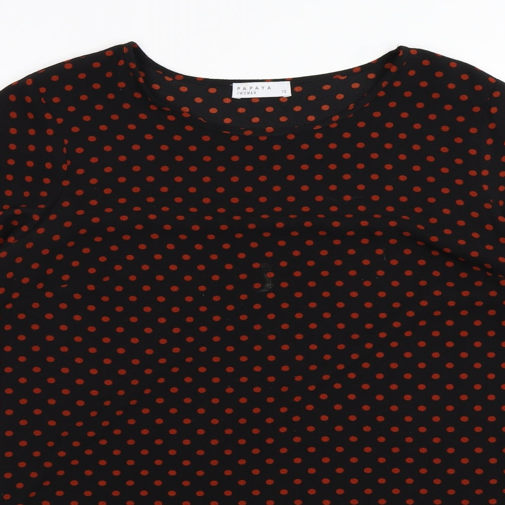 Papaya Womens Black Polka Dot  Basic Blouse Size 10