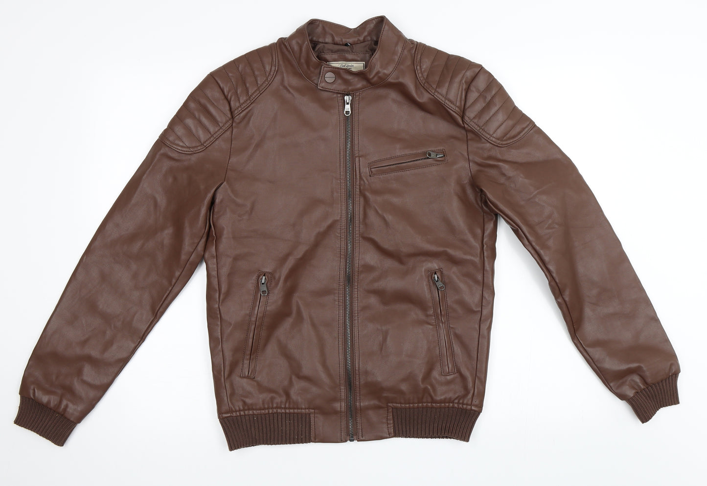 Lee Cooper Mens Brown   Biker Jacket Size S  - Faux Leather Jacket