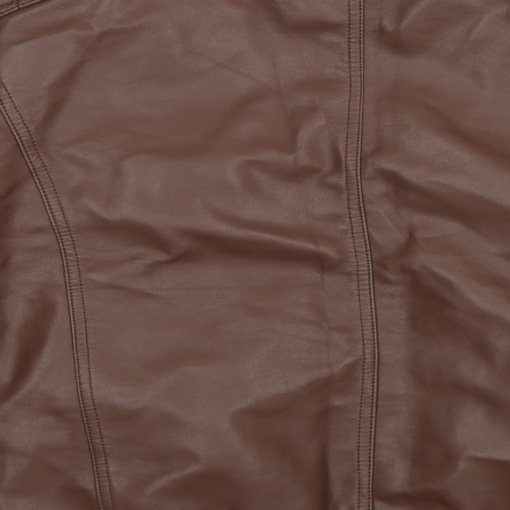 Lee Cooper Mens Brown   Biker Jacket Size S  - Faux Leather Jacket