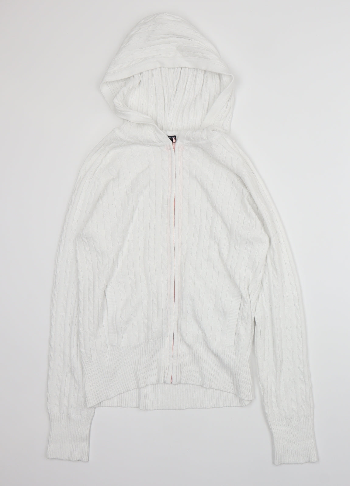 Gap Womens White  Knit Full Zip Hoodie Size L