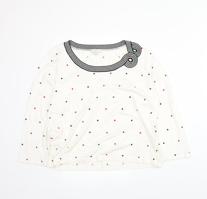 CC Womens White Polka Dot Pullover Jumper Size XL