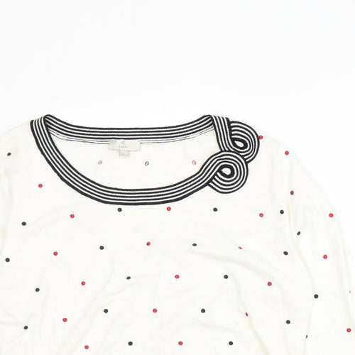 CC Womens White Polka Dot  Pullover Jumper Size XL