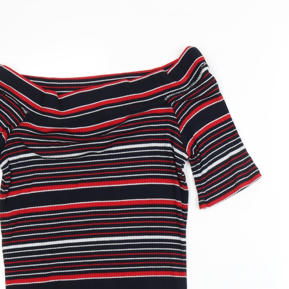 Dorothy Perkins Womens Red Striped  Basic T-Shirt Size 14