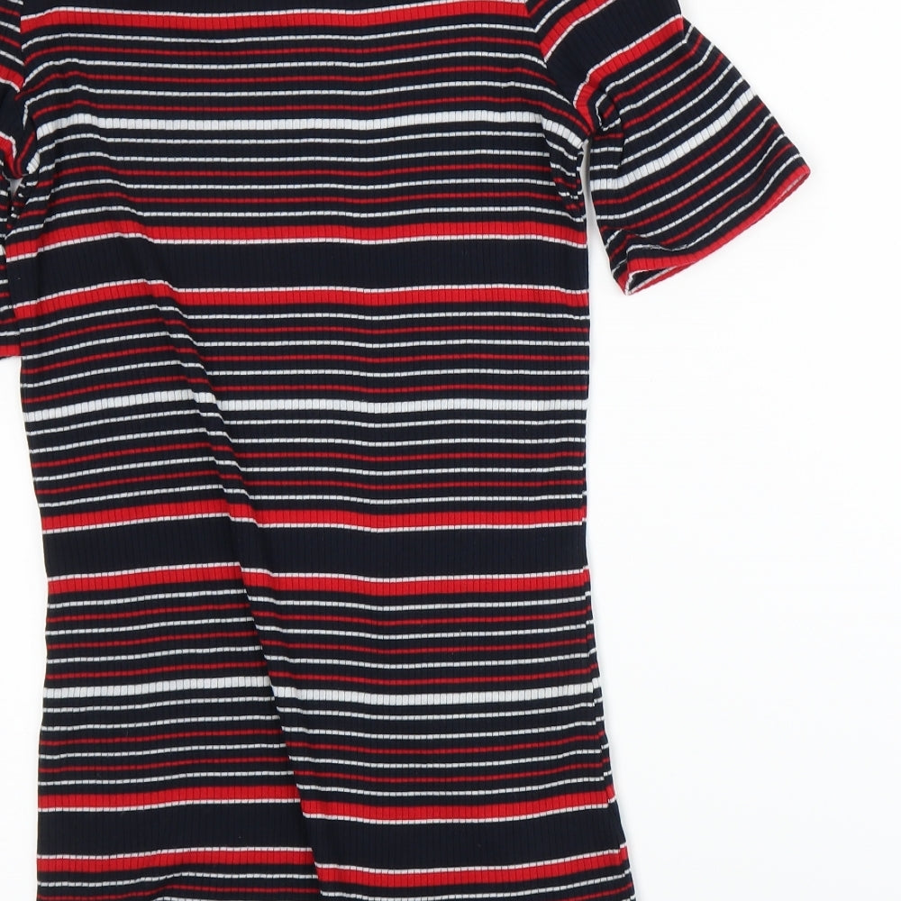 Dorothy Perkins Womens Red Striped  Basic T-Shirt Size 14
