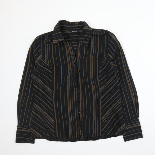 Papaya Womens Black Striped  Basic Blouse Size 14