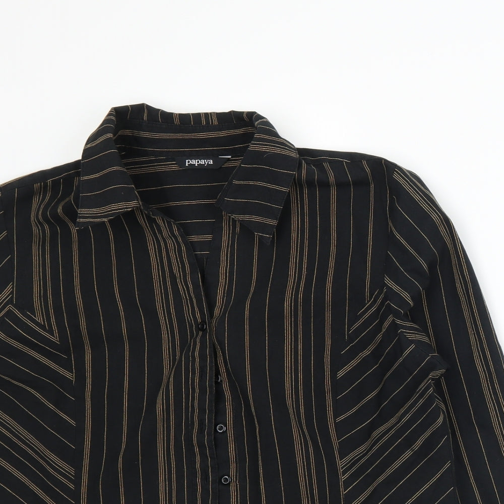 Papaya Womens Black Striped  Basic Blouse Size 14