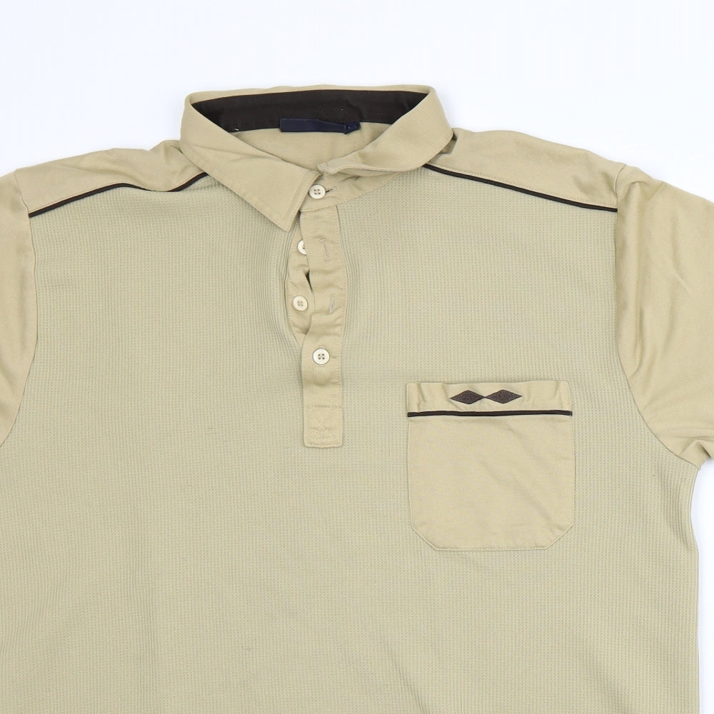 Tom Hagan Mens Beige    Polo Size XL