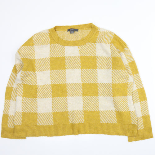 Primark Womens Yellow Plaid Knit Pullover Jumper Size L