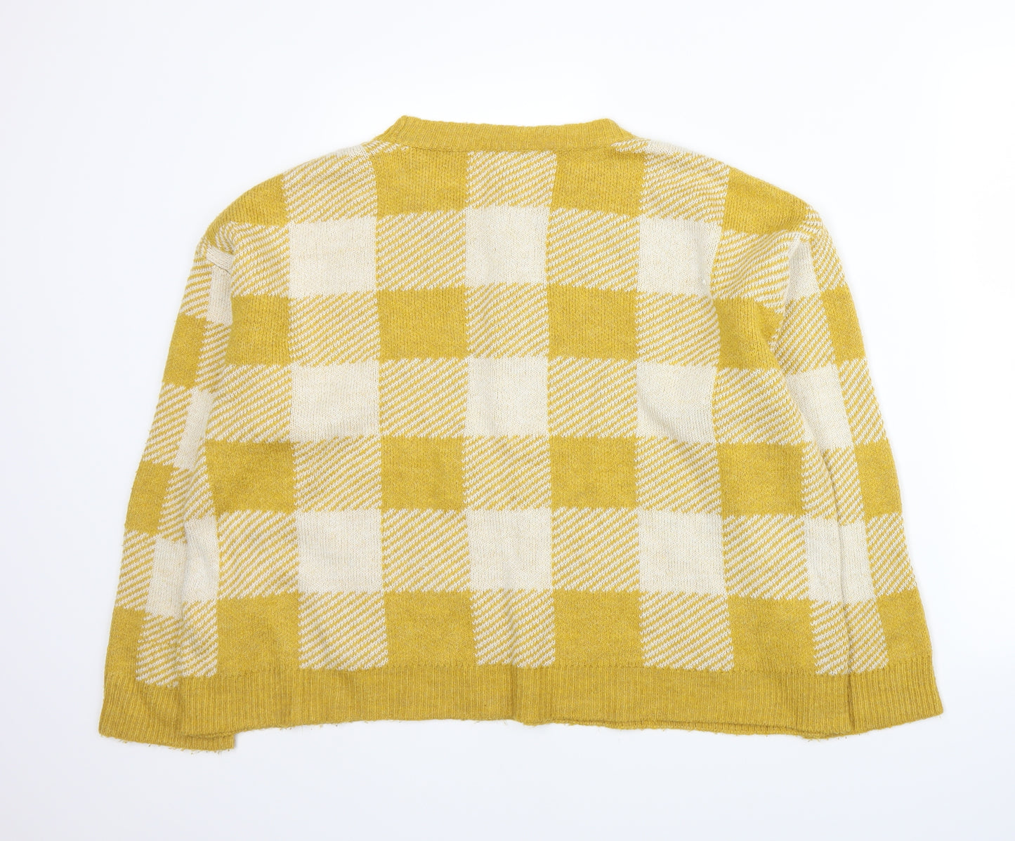 Primark Womens Yellow Plaid Knit Pullover Jumper Size L