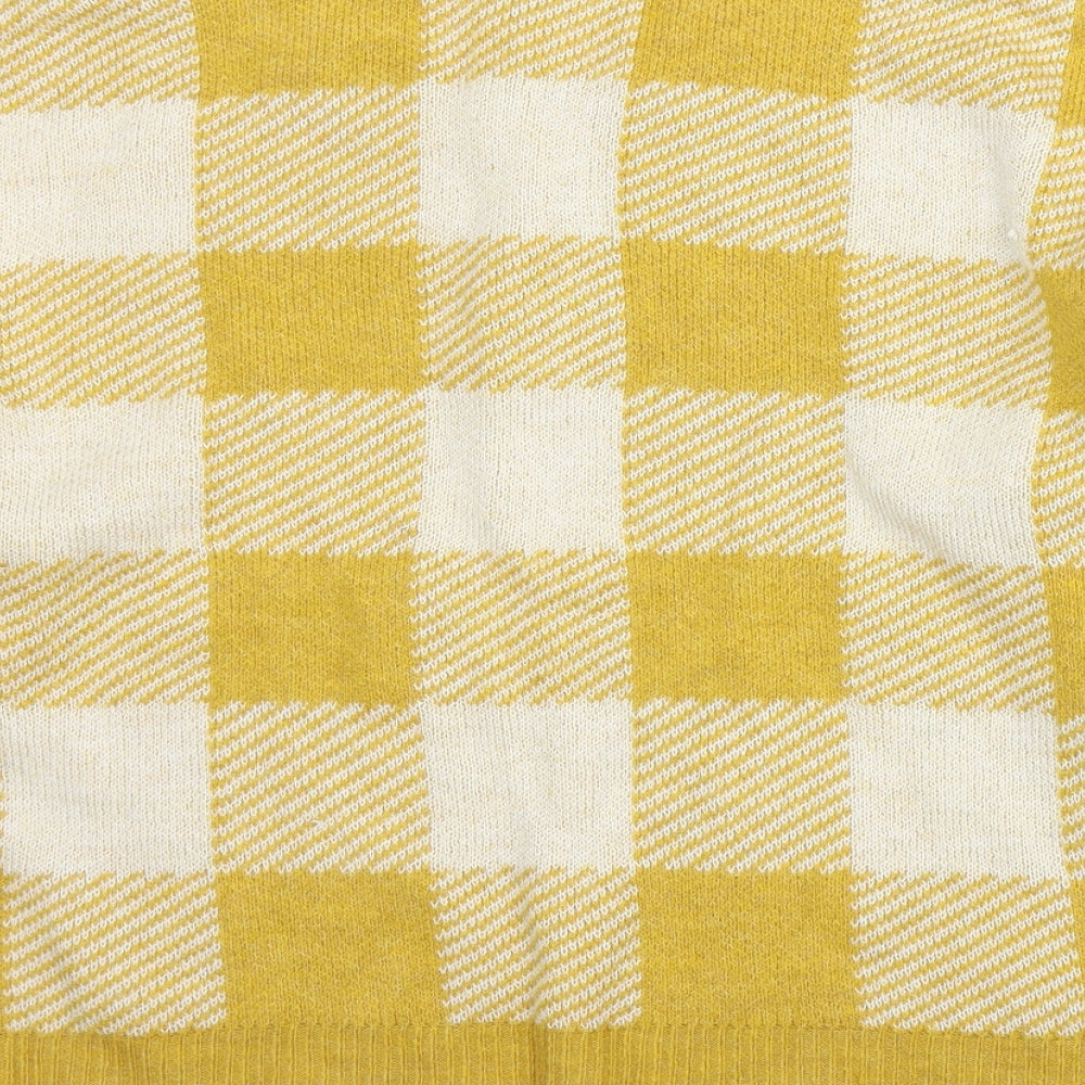 Primark Womens Yellow Plaid Knit Pullover Jumper Size L