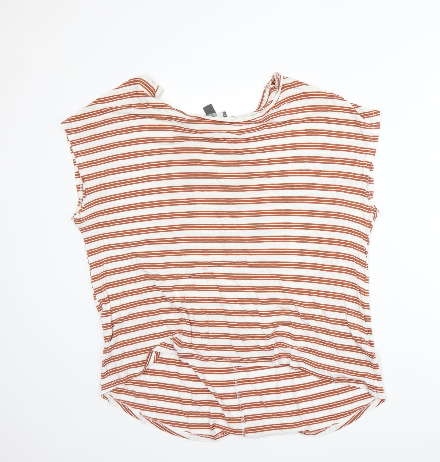 Primark Womens Orange Striped  Basic T-Shirt Size L