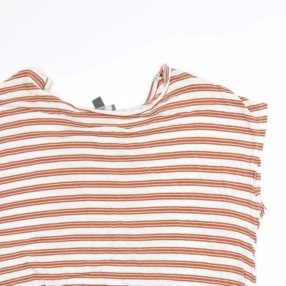 Primark Womens Orange Striped  Basic T-Shirt Size L