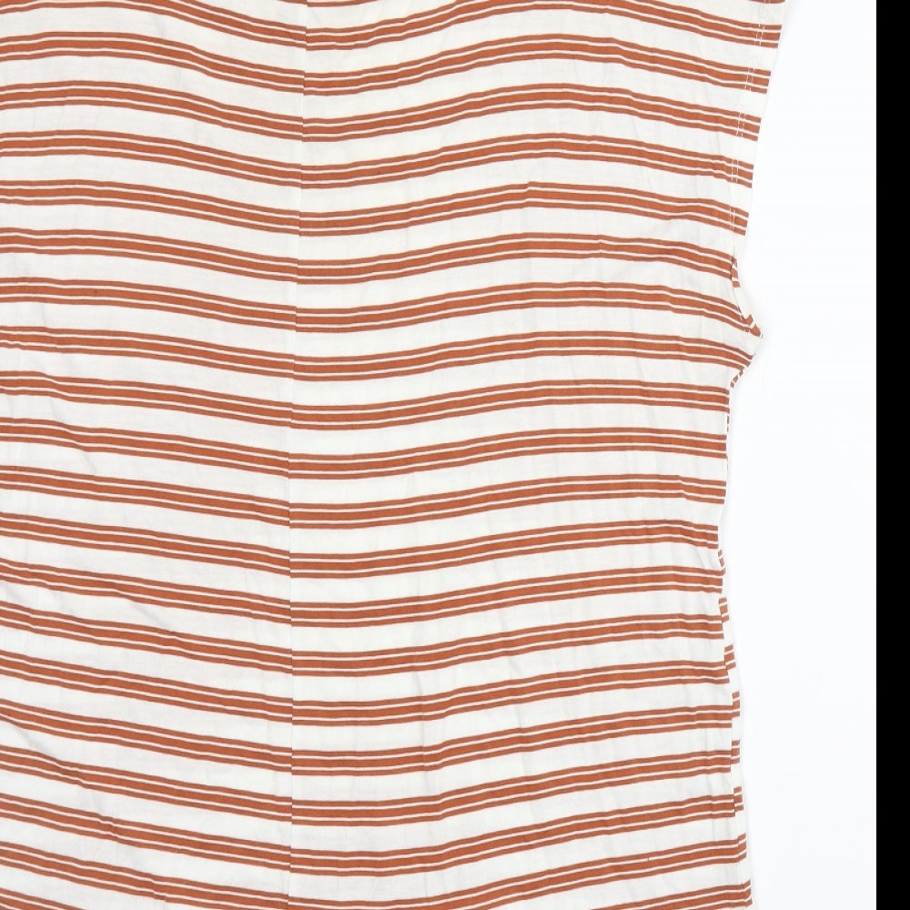 Primark Womens Orange Striped  Basic T-Shirt Size L