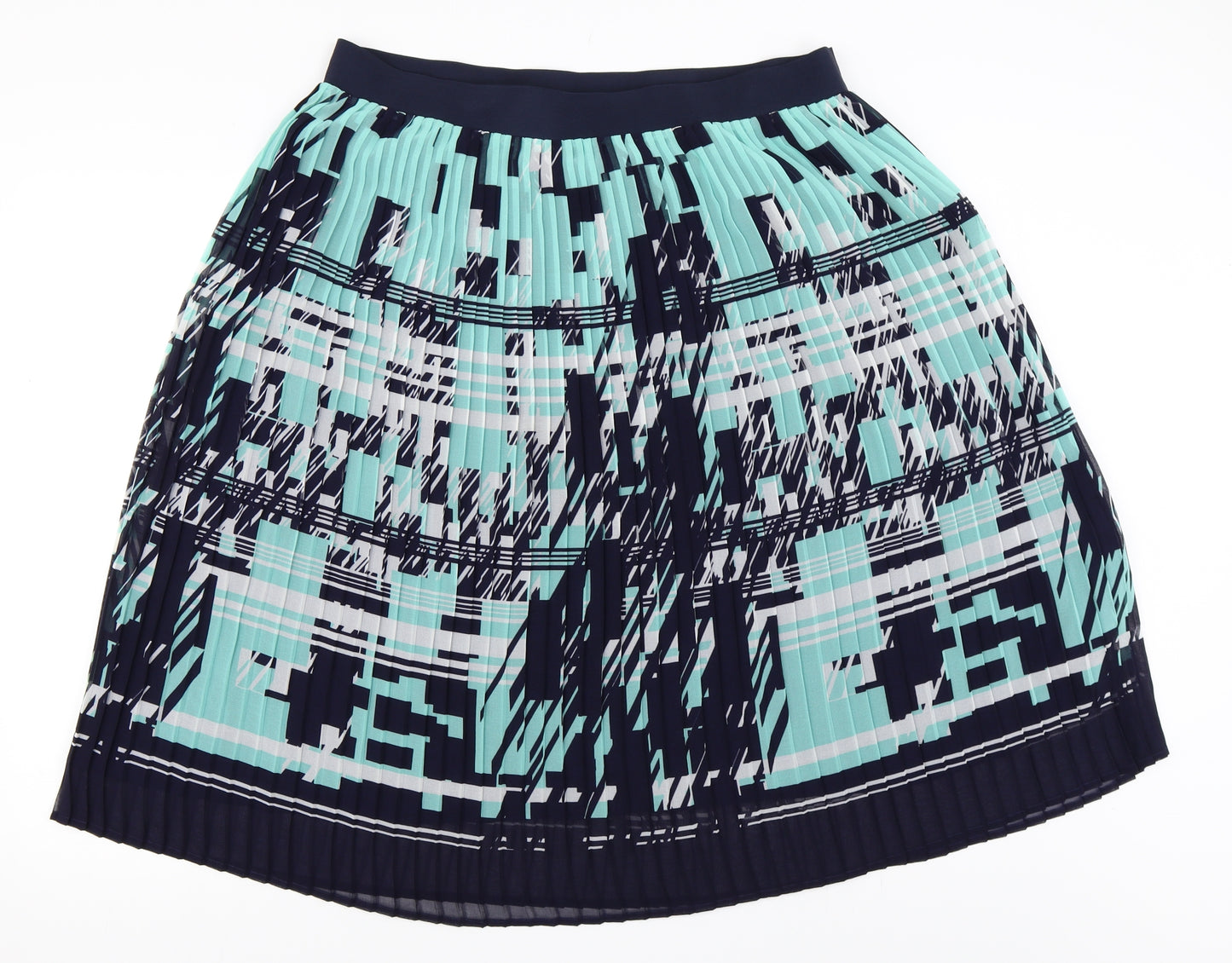 Marks and Spencer Womens Blue Geometric  Flare Skirt Size 18
