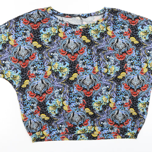 George Womens Blue Floral  Basic T-Shirt Size 10