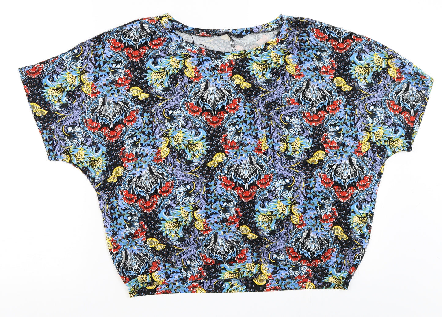 George Womens Blue Floral  Basic T-Shirt Size 10