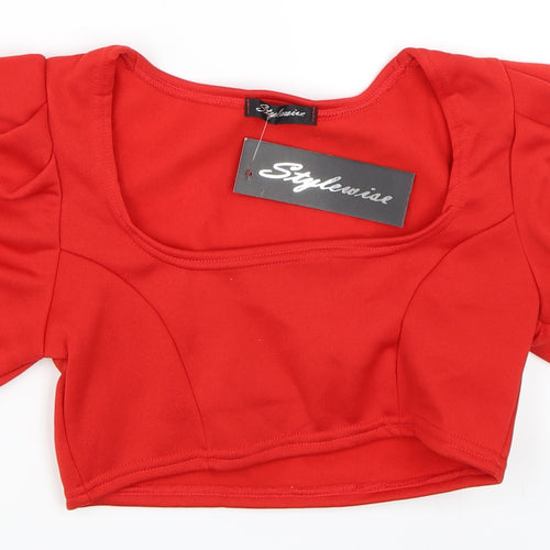 Stylewise Womens Red   Cropped Blouse Size L