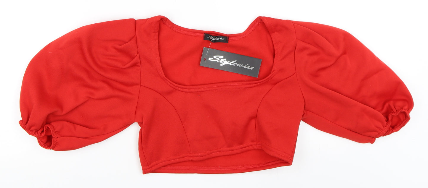 Stylewise Womens Red   Cropped Blouse Size L