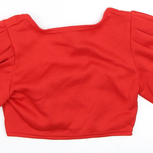 Stylewise Womens Red   Cropped Blouse Size L