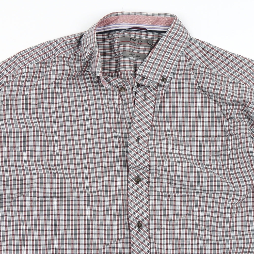 Jeff Banks Mens Blue Check   Button-Up Size M