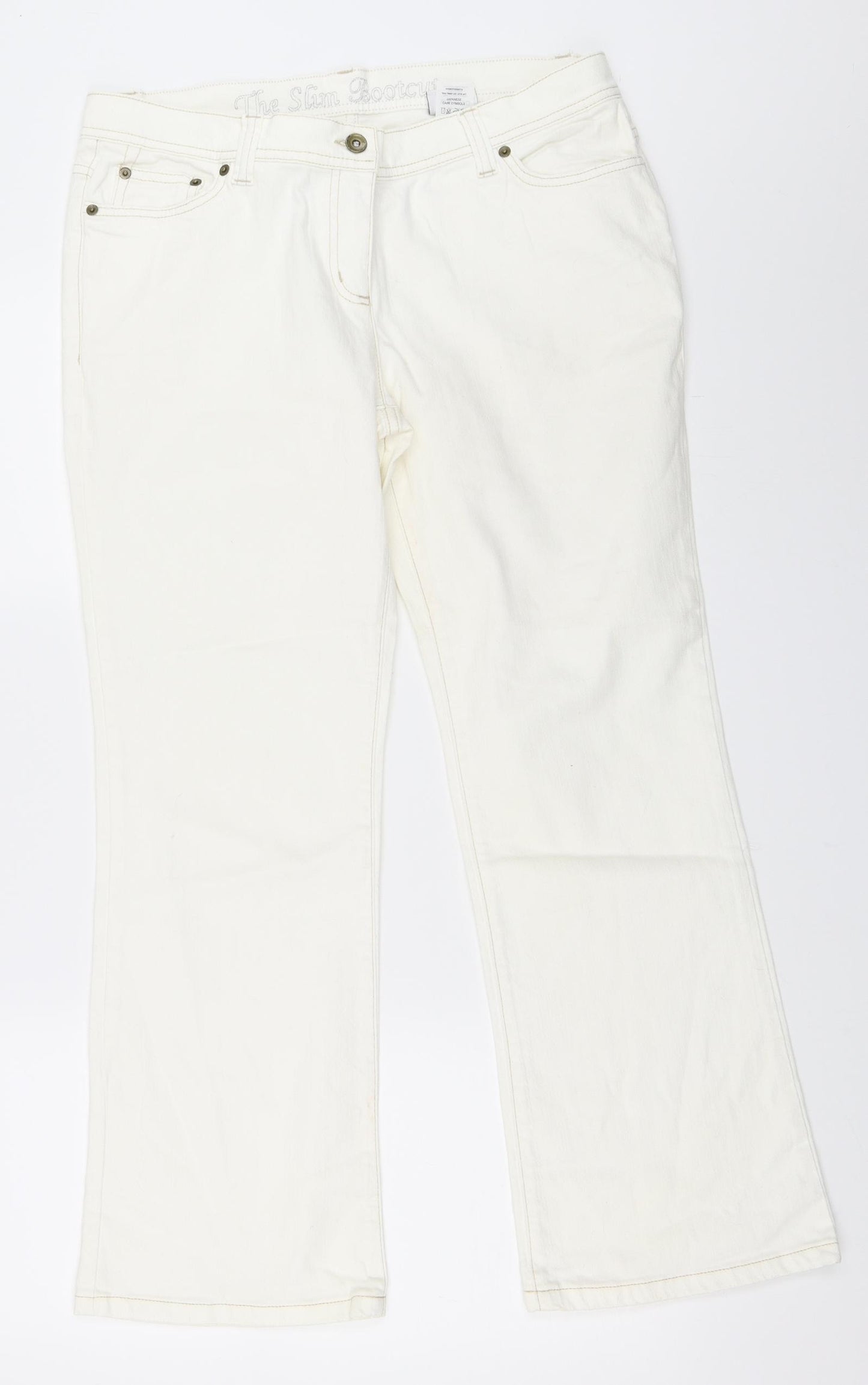 NEXT Womens White  Denim Bootcut Jeans Size 14 L28 in