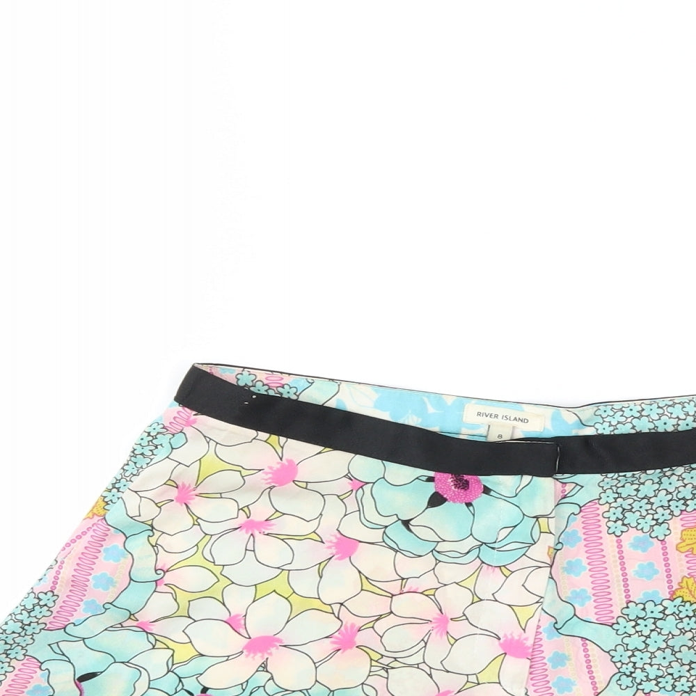 River Island Womens Blue Floral  Bermuda Shorts Size 8