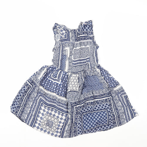 Nutmeg Girls Beige Striped  Fit & Flare  Size 7-8 Years