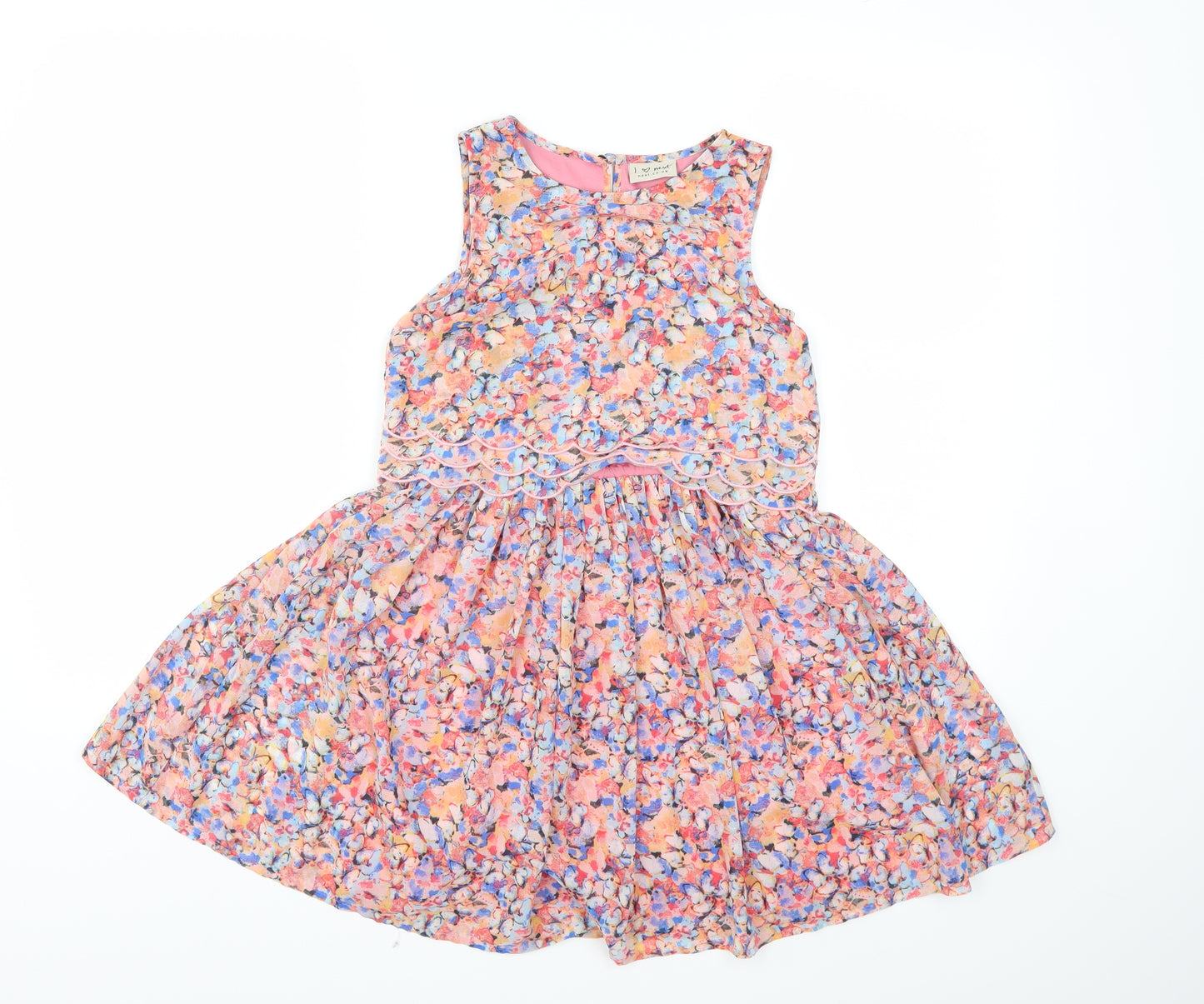 NEXT Girls Pink Floral  Fit & Flare  Size 7 Years