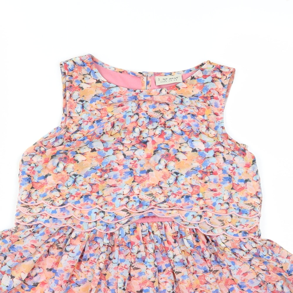 NEXT Girls Pink Floral  Fit & Flare  Size 7 Years