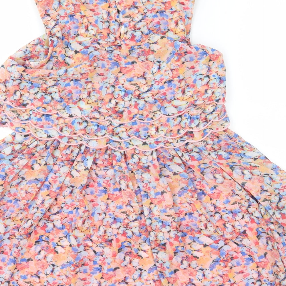 NEXT Girls Pink Floral  Fit & Flare  Size 7 Years