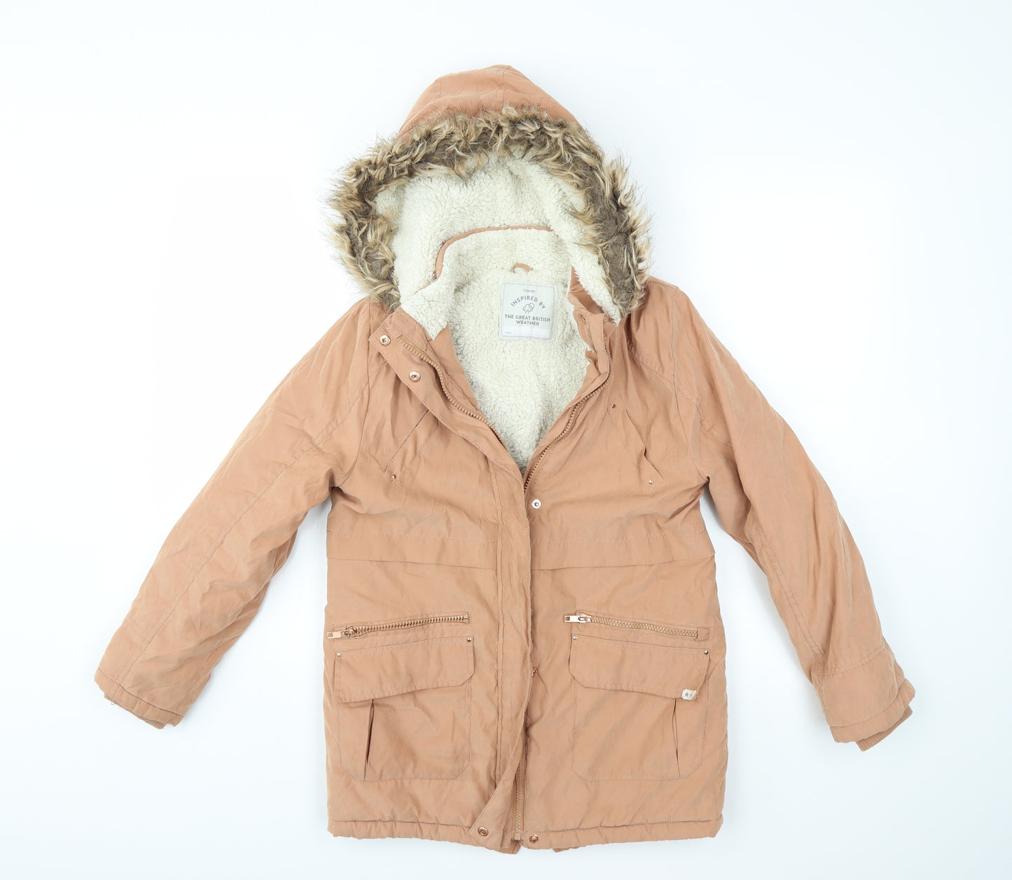 George Girls Beige   Parka Coat Size 10-11 Years