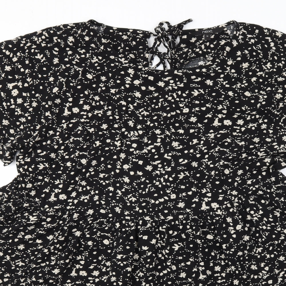 NEXT Womens Black Floral  Fit & Flare  Size 16