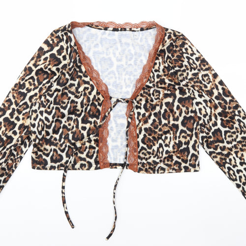 SheIn Womens Brown Animal Print  Basic Blouse Size XL