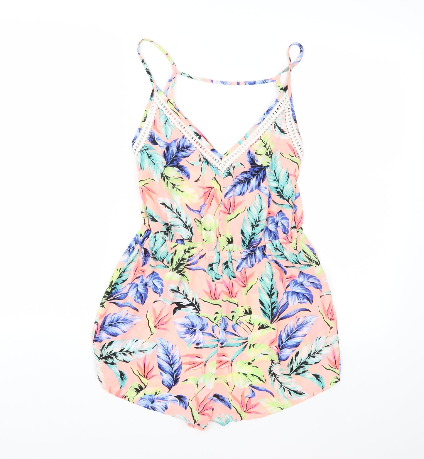 New Look Womens Pink Floral  Jumpsuit One-Piece Size S