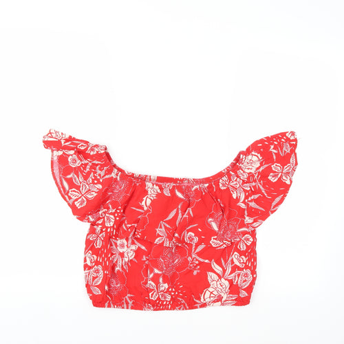 New Look Womens Red Floral  Basic Blouse Size 14