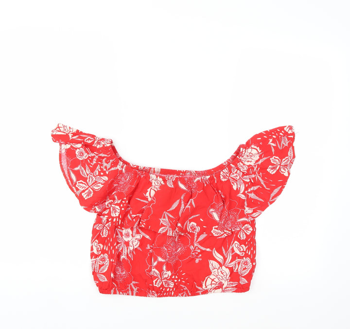 New Look Womens Red Floral  Basic Blouse Size 14