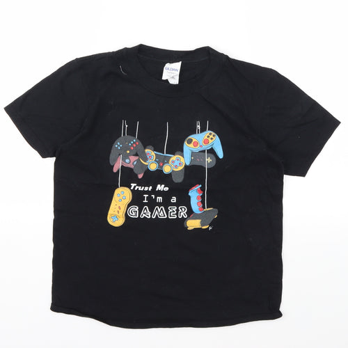 Gildan Boys Black   Basic T-Shirt Size 9 Years  - Gamer