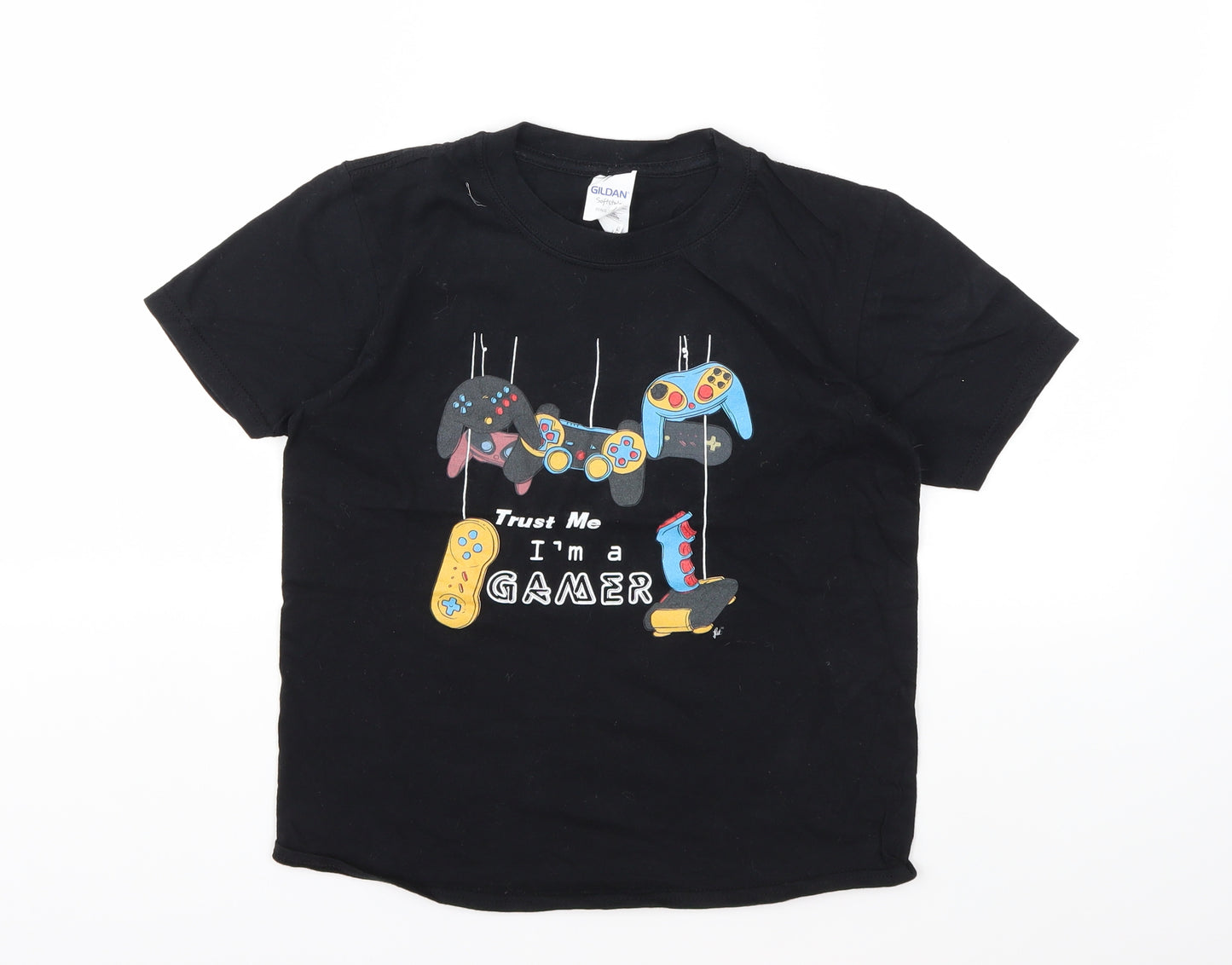 Gildan Boys Black   Basic T-Shirt Size 9 Years  - Gamer
