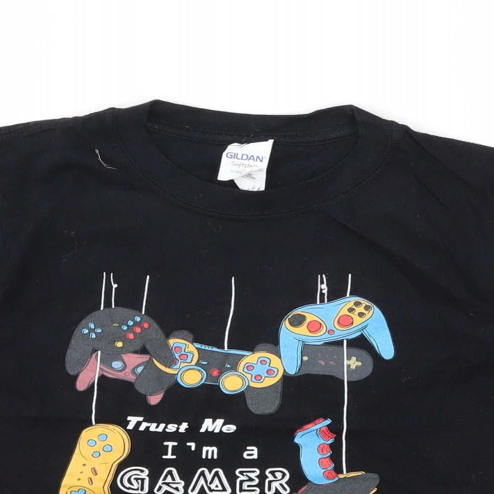 Gildan Boys Black   Basic T-Shirt Size 9 Years  - Gamer