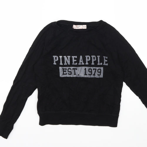 Pineapple Girls Black   Pullover Sweatshirt Size 9-10 Years