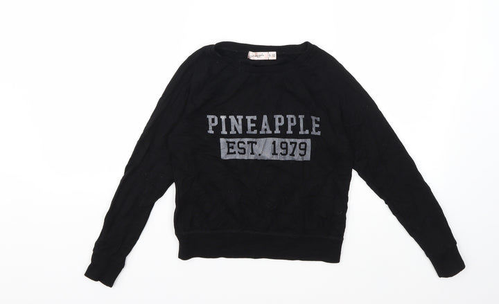 Pineapple Girls Black Pullover Sweatshirt Size 9-10 Years