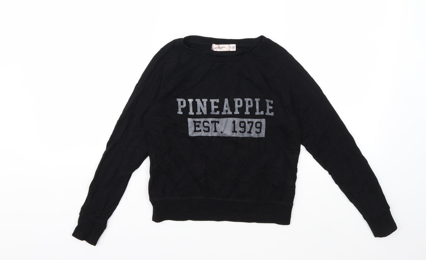 Pineapple Girls Black   Pullover Sweatshirt Size 9-10 Years