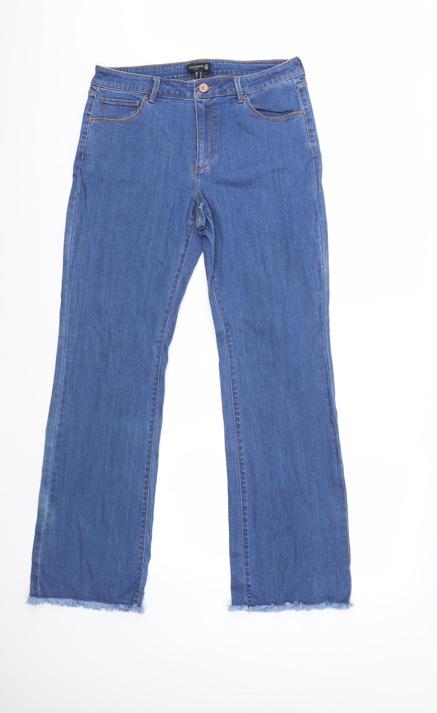 Susan Graver Womens Blue  Denim Straight Jeans Size 16 L31 in