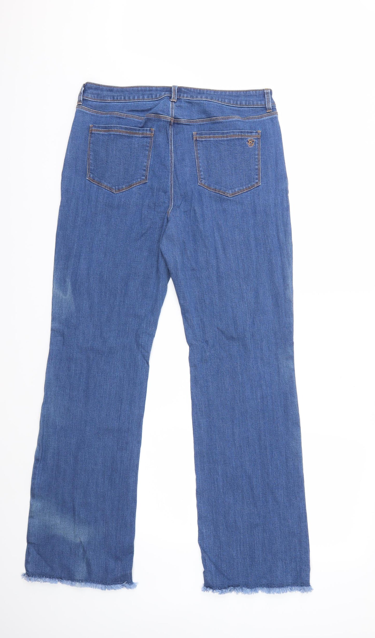 Susan Graver Womens Blue  Denim Straight Jeans Size 16 L31 in
