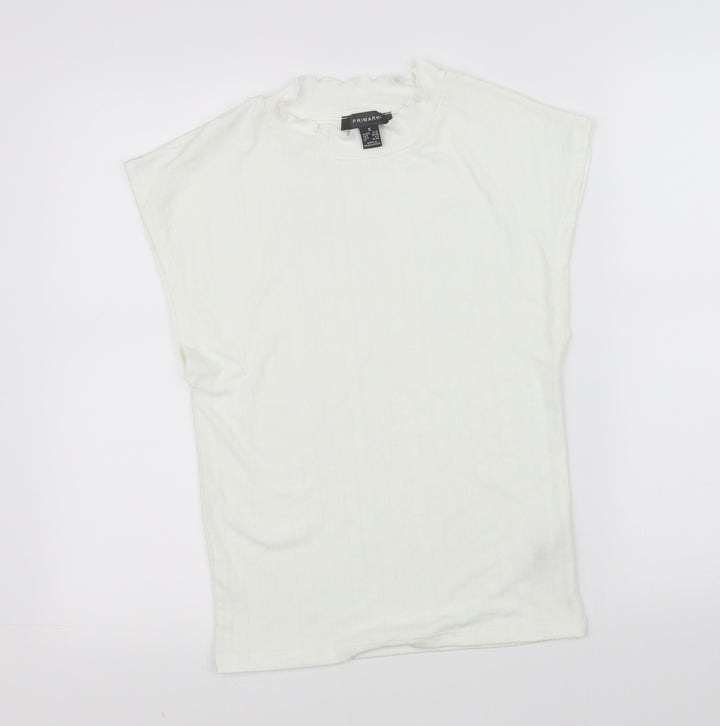 Primark Girls White Basic T-Shirt Size S