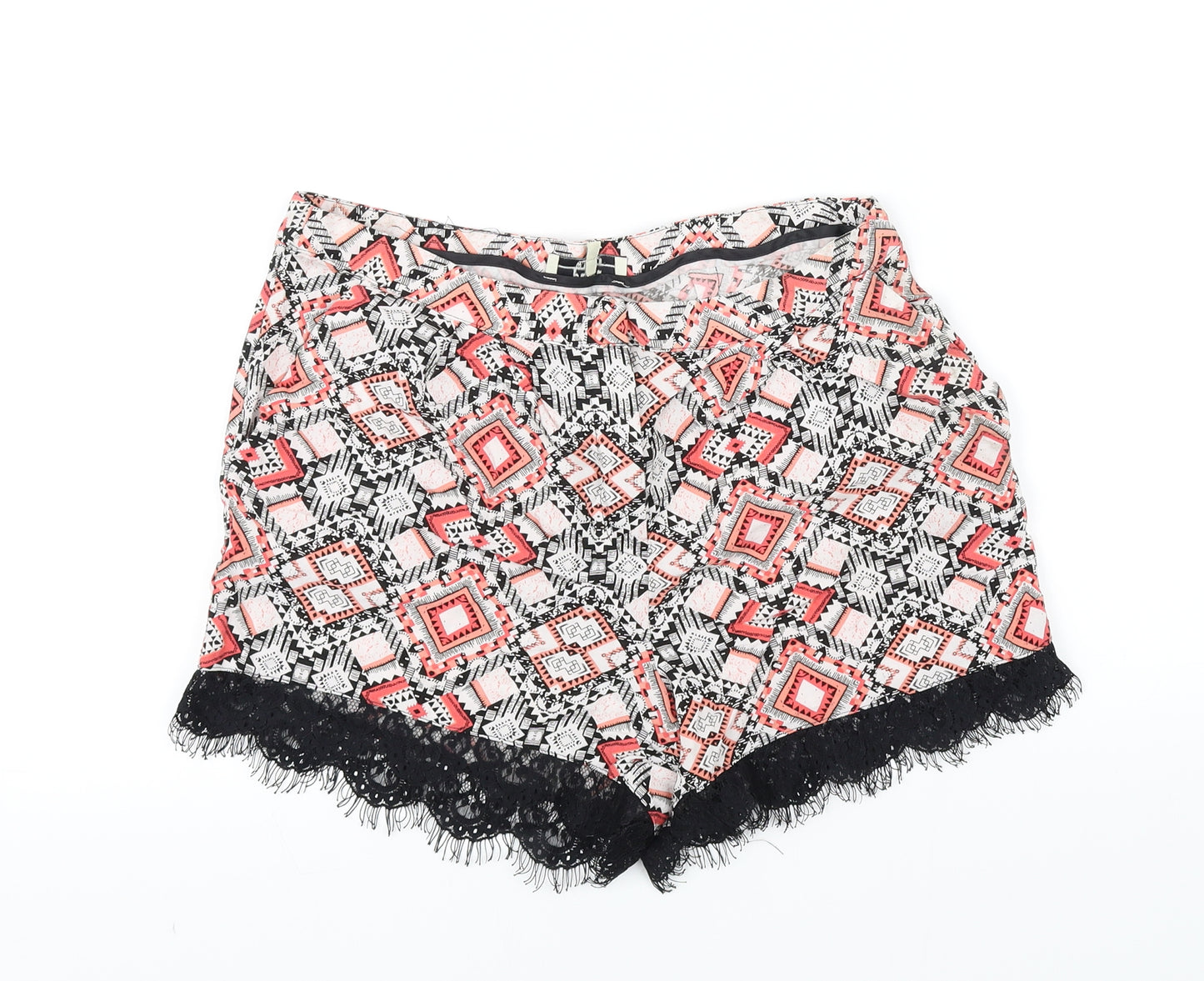 Papaya Womens Black Geometric  Cut-Off Shorts Size 10