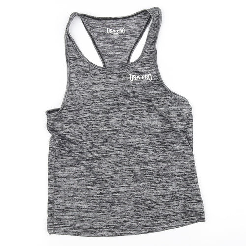 USA Pro Girls Grey   Basic Tank Size 7-8 Years